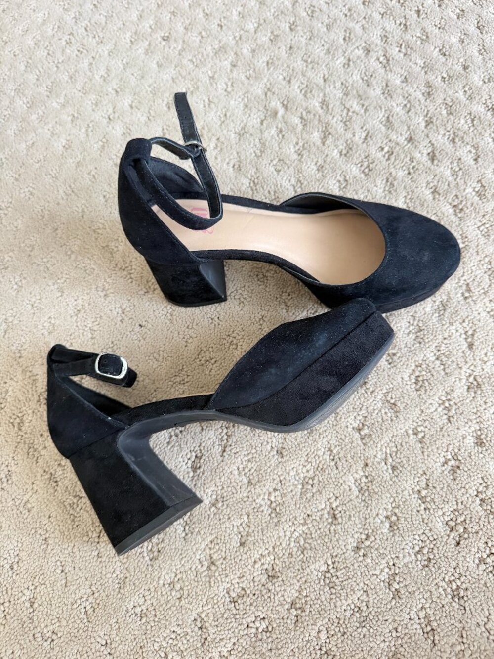Black Platform Ankle Strap Pumps